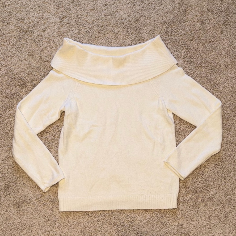 Anthropologie Off-Shoulder Cream Sweater - Small